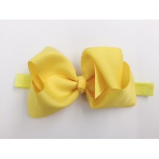 Large "Charlotte" grosgrain bow headband - Lemon
